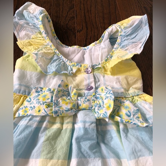 *EUC* Tommy Bahama Girls 3T Blue/Yellow/White Flutter Sleeve A-Line Summer Dress - Picture 10 of 10